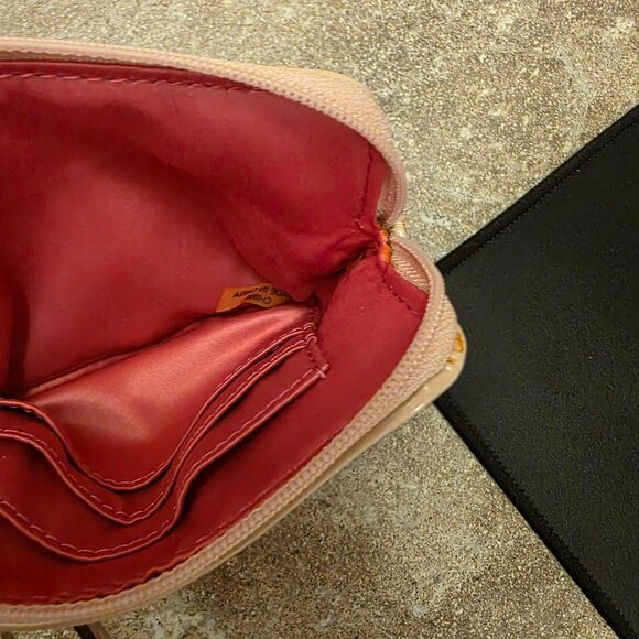 Coach Poppy Double Zip Wallet Wristlet Pink & Cream Signature C Canvas Leather - Picture 6 of 8